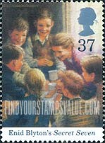 FindYourStampsValue: Great Britain (United Kingdom): Enid Blyton, Author of Children's Stories, Birth Centenary - "Secret Seven"