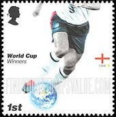 FindYourStampsValue: Great Britain (United Kingdom): 2006 World Cup Soccer Championships, Germany - Globe, Soccer Player and Flag from England