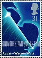 FindYourStampsValue: Great Britain (United Kingdom): Scientists & Their Technology - Radar, developed by Robert Watson-Watt