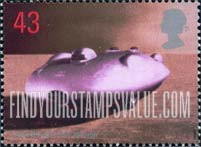 FindYourStampsValue: Great Britain (United Kingdom): Land Speed Records - Railton Mobil Special, John R. Cobb, 1947, 394 mph.