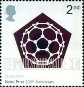 FindYourStampsValue: Great Britain (United Kingdom): Nobel Prizes, Centenary - Carbon 60 Molecule (Chemistry)