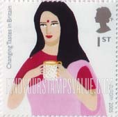 FindYourStampsValue: Great Britain (United Kingdom): Changing Tastes in Britain - Woman with Mug of Tea