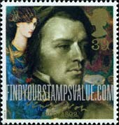 FindYourStampsValue: Great Britain (United Kingdom): Alfred, Lord Tennyson, Death Centenary - Mariana by Dante Gabriel Rossetti