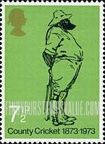 FindYourStampsValue: Great Britain (United Kingdom): Centenary of British County Cricket - Caricature of William Gilbert Grace, by Harry Furniss