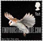 FindYourStampsValue: Great Britain (United Kingdom): Birds of Prey - Barn Owl in Flight