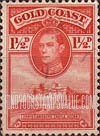 FindYourStampsValue: Gold Coast: Cristiansborg Castle and King George VI - One Penny