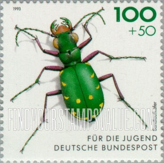 FindYourStampsValue: SEMI-POSTAL - Beetles: Sandlaufkafer (tiger beetle)