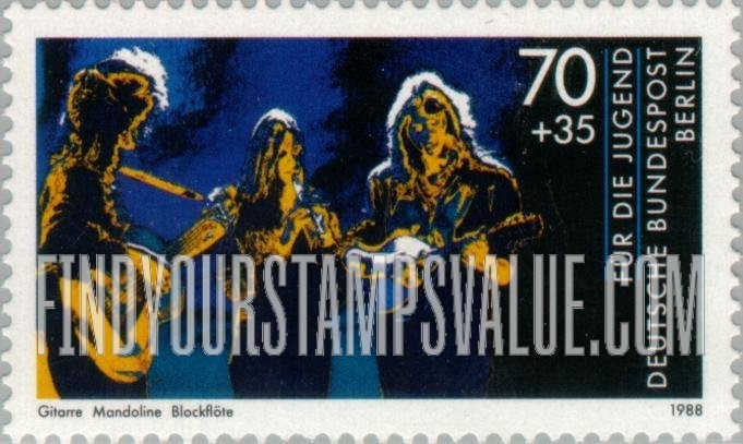 FindYourStampsValue: OCCUPATION SEMI-POSTAL - Music Type of 1988: Guitar, mandolin, recorder