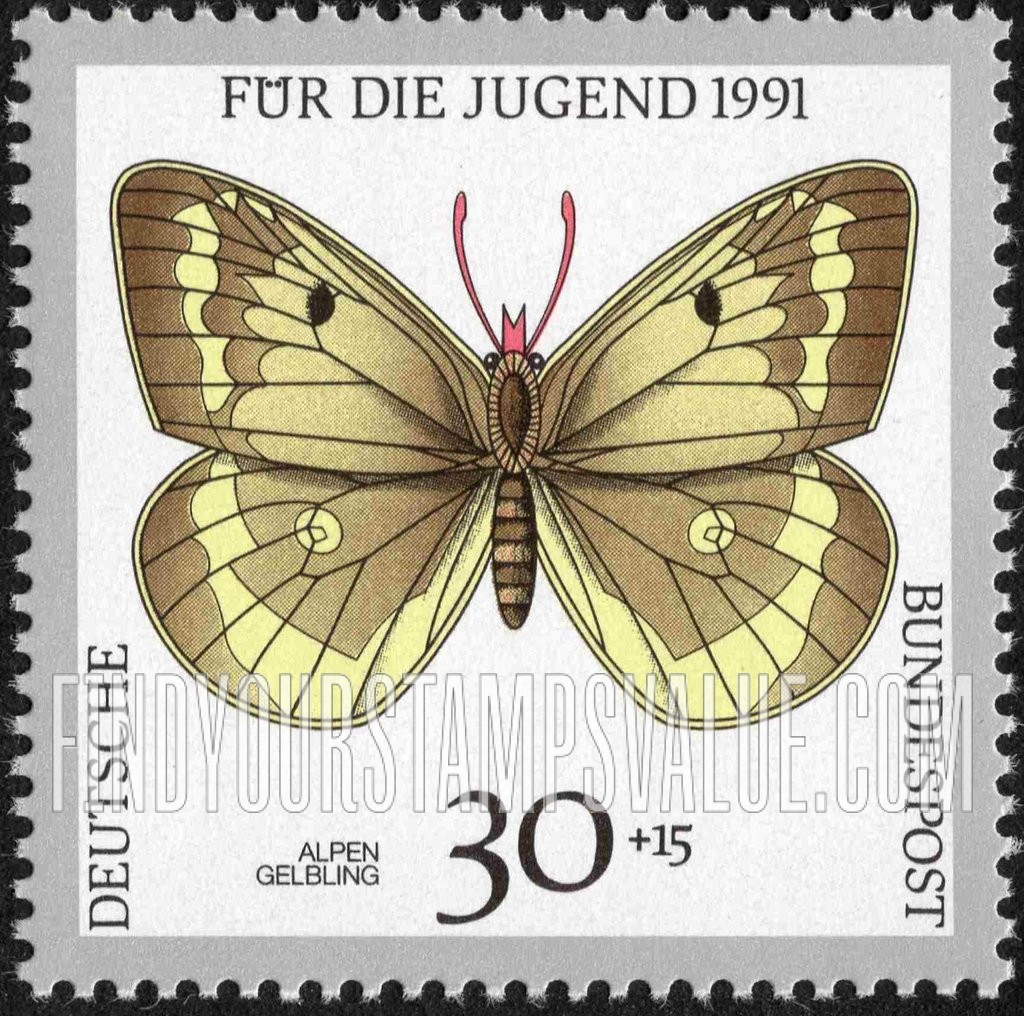 FindYourStampsValue: SEMI-POSTAL - Endangered Butterflies: Alpen gelbling, alpine sulphur