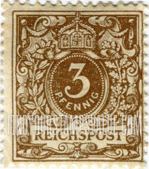 FindYourStampsValue: Value number under a crown in a pearls oval