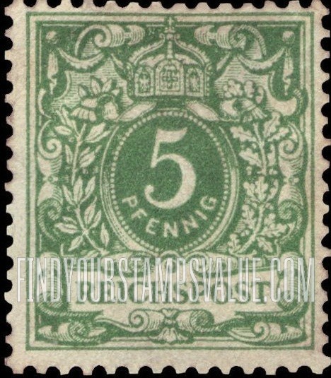 FindYourStampsValue: Value number under a crown in a pearls oval