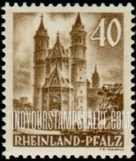 FindYourStampsValue: RHINE PALATINATE - Cathedral of Worms