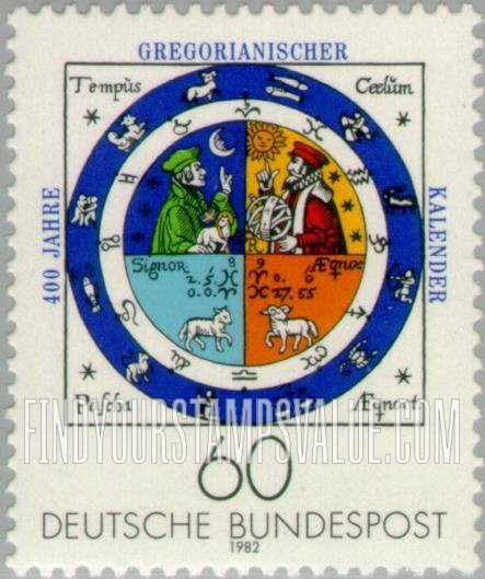 FindYourStampsValue: 400th Anniversary of the Gregorian Calendar: Calendar illumination, by Johannes Rasch, 1586
