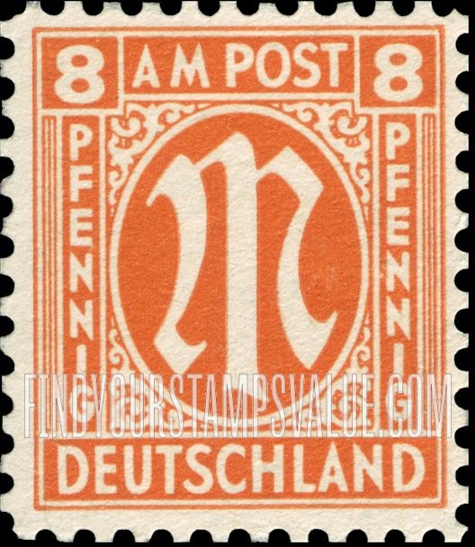 FindYourStampsValue: A. M. G. ISSUE - "M" in Circle