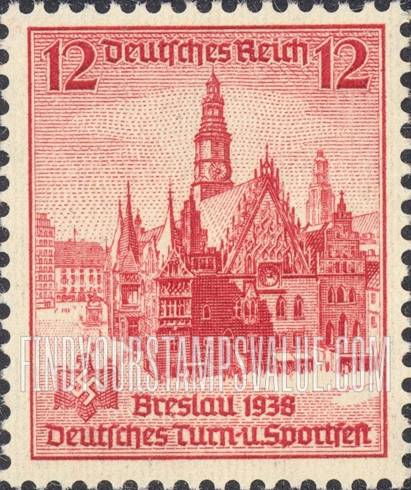 FindYourStampsValue: 6th German Gymnastic and Sports Festival at Breslau - Town Hall