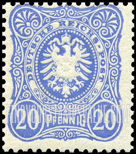 FindYourStampsValue: Imperial eagle and crown in oval, PFENNIG: Types of 1875-77