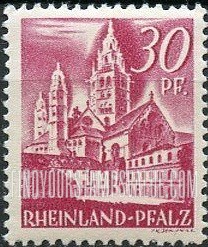 FindYourStampsValue: RHINE PALATINATE - Cathedral of Mainz