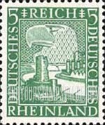 FindYourStampsValue: 1000 Years' Union of the Rhineland with Germany - German Eagle watching Rhine Valley