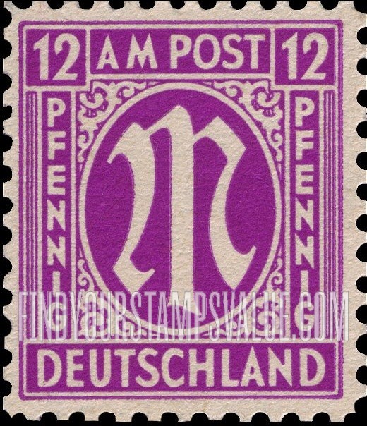 FindYourStampsValue: A. M. G. ISSUE - "M" in Circle