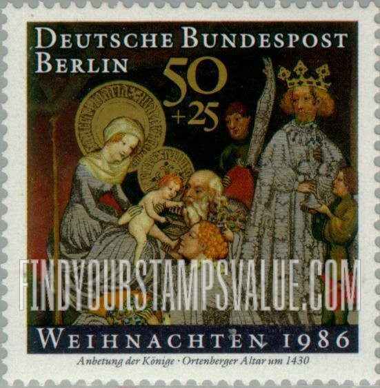 FindYourStampsValue: OCCUPATION SEMI-POSTAL - Christmas Type of 1986: Adoration of the Magi, Ortenberg Altarpiece, c. 1420