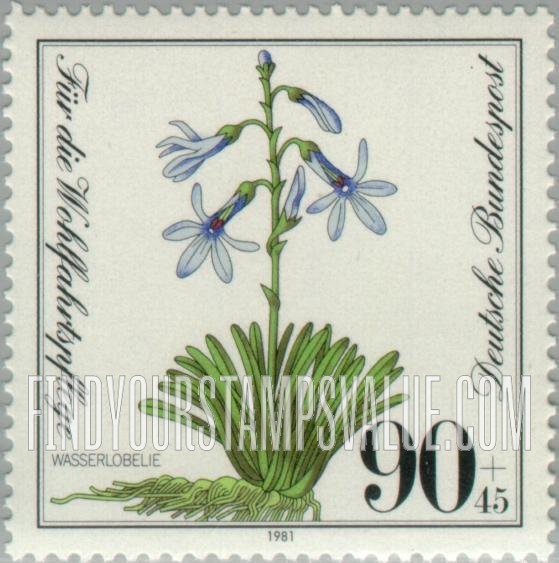 FindYourStampsValue: SEMI-POSTAL - Endangered Species: Water lobelia