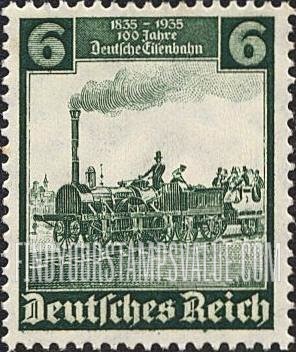 FindYourStampsValue: Centenary of Railroad in Germany - "The Eagle" Locomotive