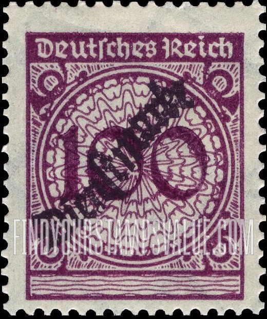 FindYourStampsValue: OFFICIAL - Numeral Value: Same Overprinton Nos, Values in Rentenpfennig