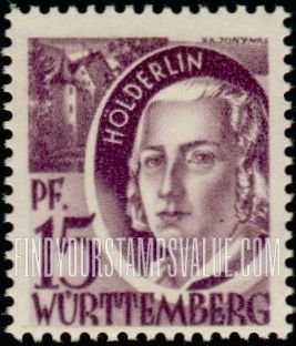 FindYourStampsValue: WURTTEMBERG - Friedrich Hölderlin
