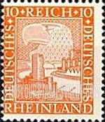 FindYourStampsValue: 1000 Years' Union of the Rhineland with Germany - German Eagle watching Rhine Valley