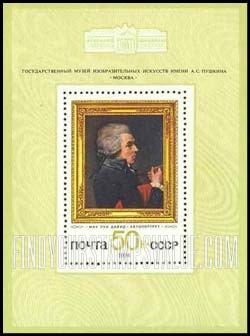 FindYourStampsValue: Russia: USSR, Foreign Paintings in Russian Museums - Self-portrait, by Jacques Louis David