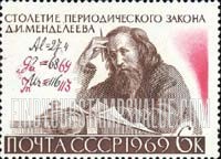 FindYourStampsValue: Russia: USSR, Centenary of the Periodic Law (Classification of Elements) - D.I.Mendeleev and Formula with Author's Corrections