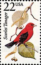 FindYourStampsValue: SCARLET TANAGER - North American Wildlife