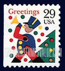 FindYourStampsValue: CHRISTMAS - Toy Soldier blowing Horn, Booklet Stamp