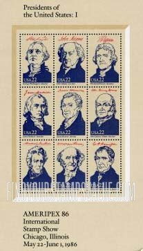 FindYourStampsValue: AMERIPEX '86 - Presidents I