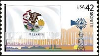 FindYourStampsValue: FLAGS OF OUR NATION - Illinois, Self-Adhesive Coil stamp