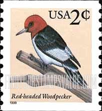 FindYourStampsValue: RED-HEADED WOODPECKER - Flora and Fauna, Self-adhesive Coil stamp