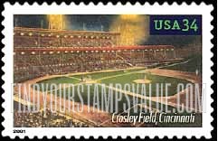 FindYourStampsValue: LEGENDARY PLAYING FIELDS - Crosley Field, Self-Adhesive stamp