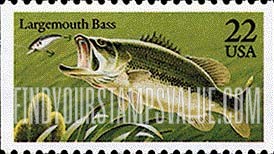 FindYourStampsValue: FISH - Largemouth bass, Booklet Stamp