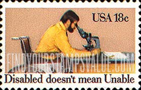 FindYourStampsValue: INTERNATIONAL YEAR OF THE DISABLED - Man looking through Microscope