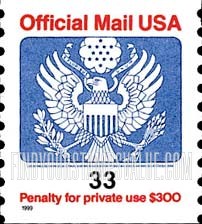 FindYourStampsValue: OFFICIAL MAIL - Great Seal, 33c, Coil Stamp
