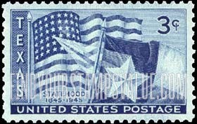 FindYourStampsValue: 100th ANNIVERSARY OF TEXAS STATEHOOD - U.S. and Texas State Flags