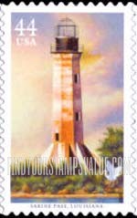 FindYourStampsValue: GULF COAST LIGHTHOUSES - Sabine Pass Lighthouse, Louisiana, Self-Adhesive stamp