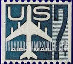 FindYourStampsValue: SILHOUETTE OF JET AIRLINER, Coil Stamp