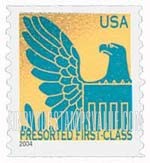 FindYourStampsValue: Colored Eagle on Gold Background, Coil stamp