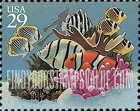 FindYourStampsValue: WONDERS OF THE SEA - Diver, Coral