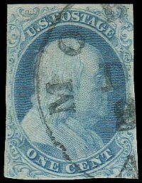 1851 Franklin 1c Blue set for $75,000 auction
