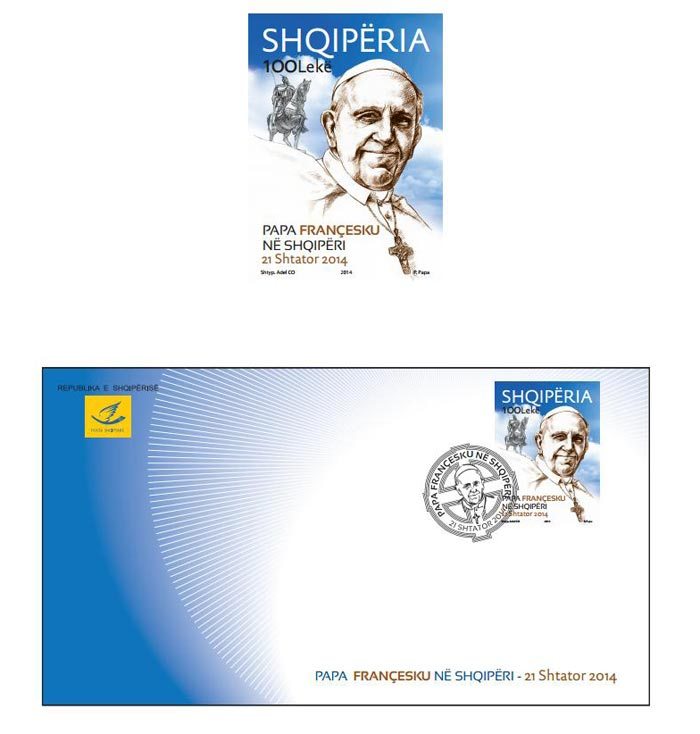 Stamp issue on occasion of Papa's visit to Albania