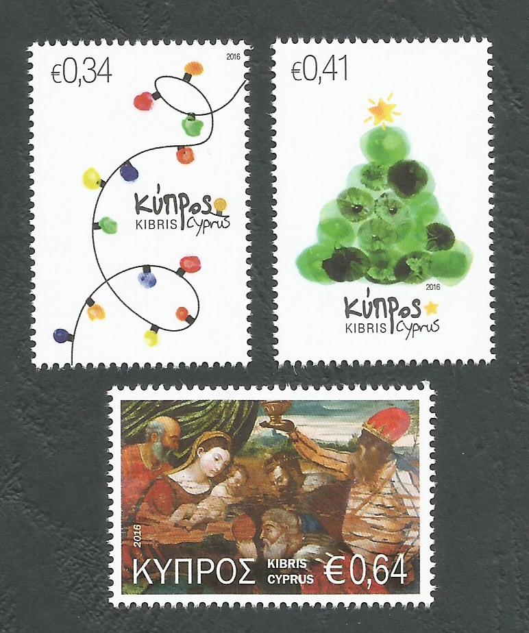 Enjoy so cheerful Christmas with Cyprus Post. Three bright festive stamps released