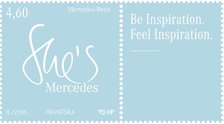 “She is Mercedes”. Mercedes commercial appeared on a new Croatian stamp