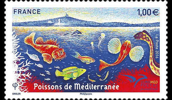 Fish of the Mediterranean – French Post joined the “Euromed Postal” initiative. One bright stamp is released to the attention of philately enthusiasts
